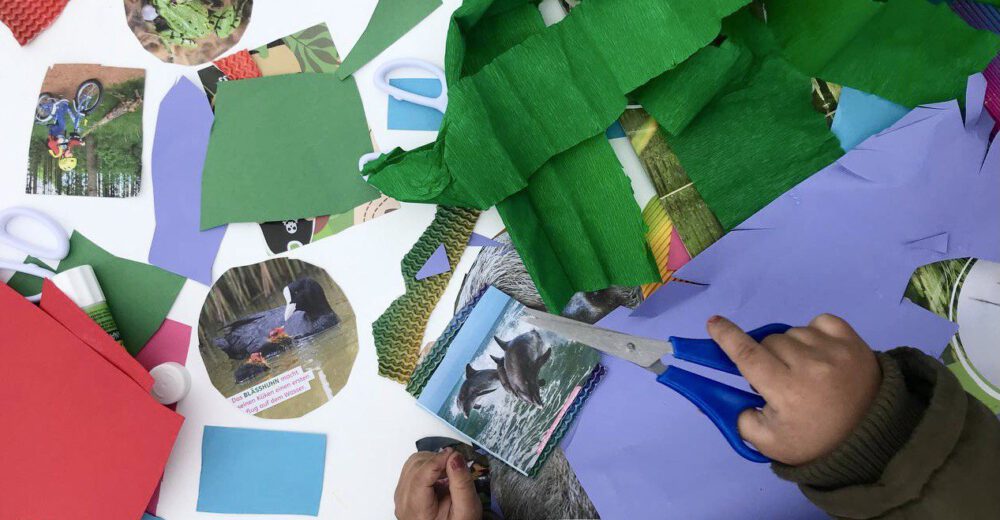 Schaufenster-Ausstellung der Wandercollage (culture:box 2023)